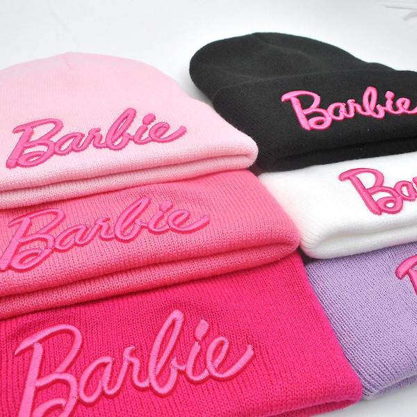 Barbie Warm Knitted Hat Beanie Women Vinter Outdoor Cap Xmas Bursdag Barbie Fans Gift White