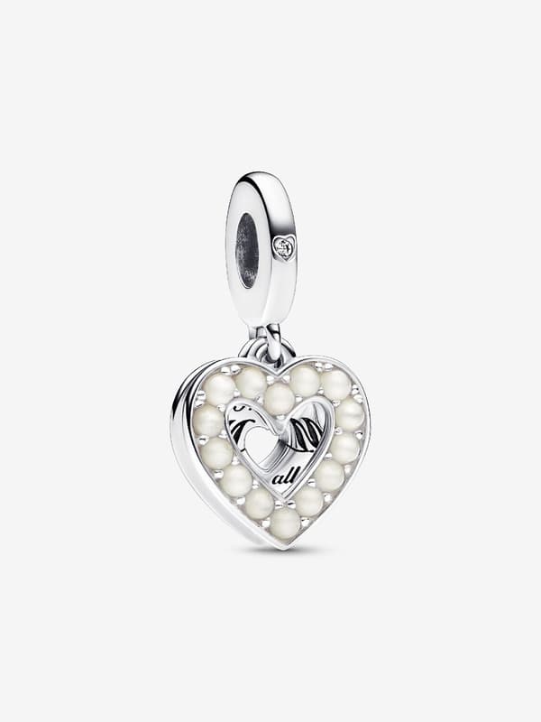 Pandora - Pärlemorvit Hjärta Dubbel Dingelberlock - Sterlingsilver