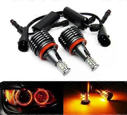 nye 2x gule LED Angel Eye frontlys Halo Ringlys DRL H8 pære 80W Canbus For E90 E92 E82 E60 E70 E71