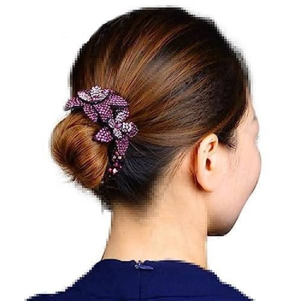 Strassblomma Hårklo Hästsvanshållare Dam Hårnål Hajklämma Krabbaklämmor Styling Huvudbonader för mamma (champagne)