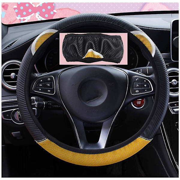 Söt Tecknad Katt Öron Cover För Kvinnor Universal Bil-styling Rattskydd Autodekoration Tillbehör - Rattskydd Yellow