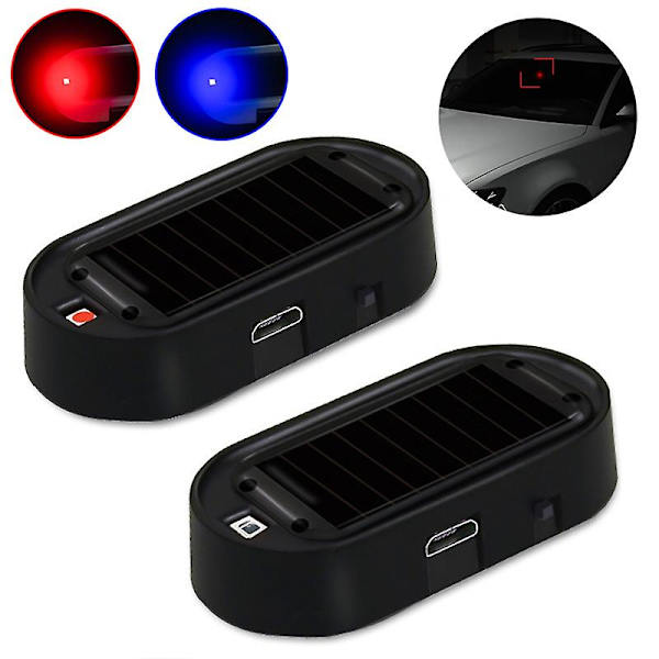 Bil Fake Security Light Led Solar Powered Simulated Dummy Alarm Trådlös Varning Anti Stöld Varning Lampa Blinkande Imitation| | 3