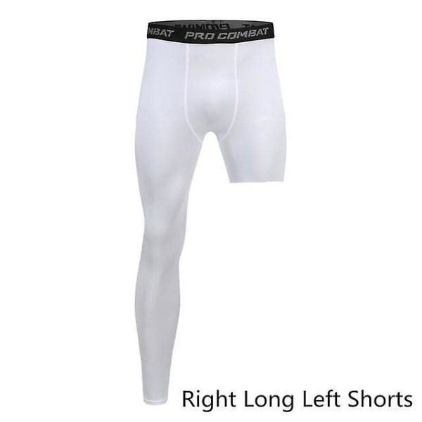 Mænd Base Layer Træningsbukser Compression Running Tight Sport Cropped One Leg White Right XL