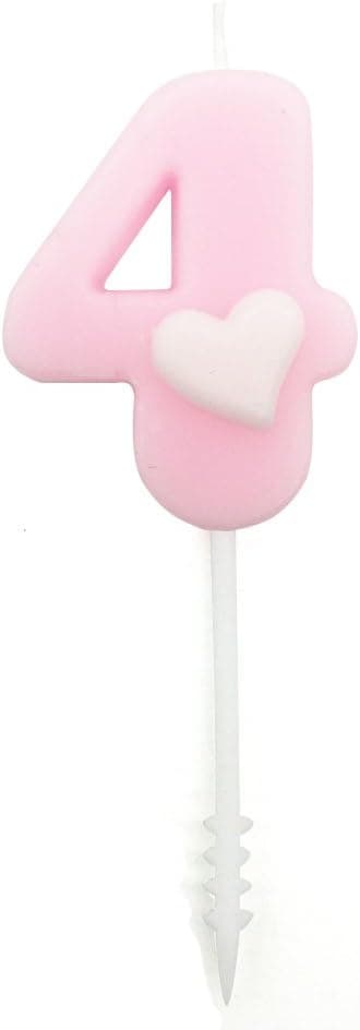 Fødselsdagskake Topper Nummer 4 Lys, Rosa (Nummer 4, Rosa)
