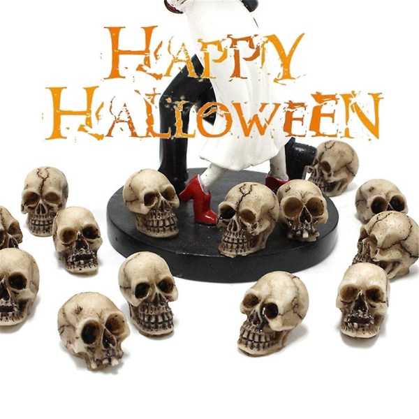 20 stk Halloween små hodeskaller Punk Voodoo Zombie Vintage Resin Ornament Hage pottedekorasjon