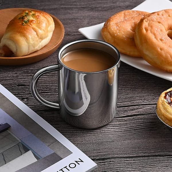 7oz / 210ml Mugg, Dubbelväggig Kaffemugg, Rostfria Te Koppar, Campingmuggar för Barn