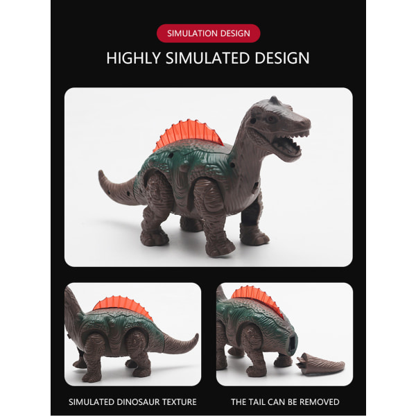 Lys opp Dinosaur Elektronisk Walking Robot Roaring Interactive Dino Toy