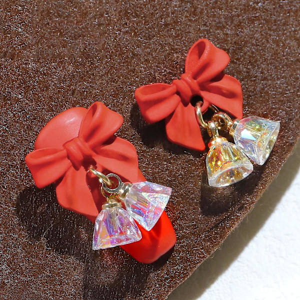 Nail Crystal Bell Bow Delikat Transparent Nail Accessories Pendant Nail Decor
