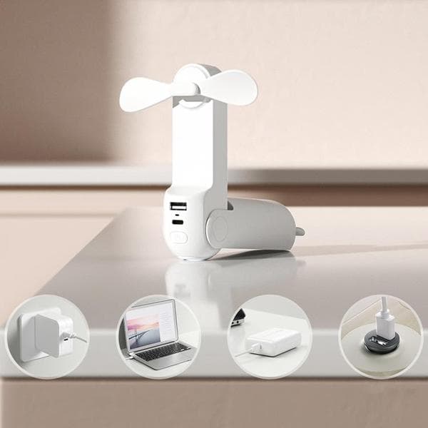 Jisulife Portable USB Mini Handheld Fan with Power Bank Function 2000mAh Life8 - White 250