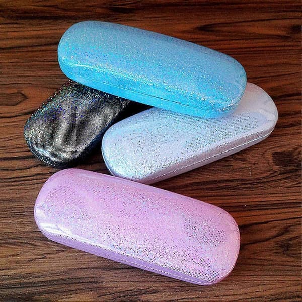 Premium Glitter Glasögonfodral - Stor Kapacitet Anti-tryck Design Bärbar Förvaring för Närsynta Presbyopiska Glasögon, Resevänlig_nstp White One Size