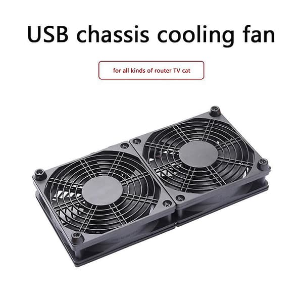 120mm 5v USB-driven PC Router Dubbla Fläktar Med Hastighetsregulator Högt Luftflöde Kylfläkt För Router