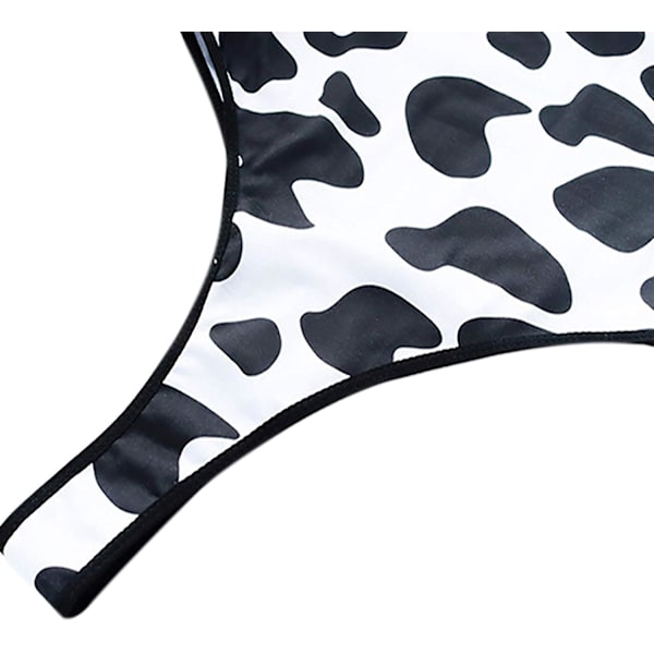 Kvinnor Sexig Ko Print One Piece Baddräkt Bikini Set Halter Neck Strandbaddräkt Badkläder Romper Nattlinne