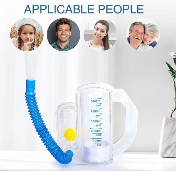 Insentiv Spirometer - Dyp Pustetrener for Barn og Voksne, 5000ml