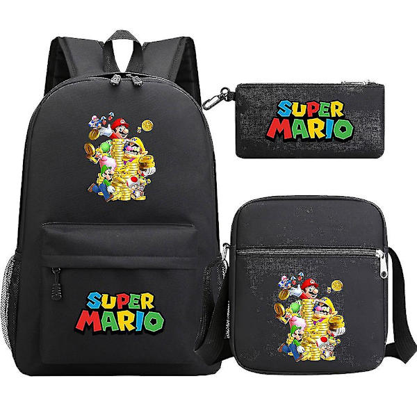 Super Mario -reppu - Teinit, Tytöt, Pojat - Kawaii, Opiskelija - Vedenpitävät Canvas-koululaukut - 3 kpl - Kannettavan Mochilas-reput 10