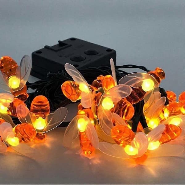 Solar Honeybee String Lights, 8 Modes Solar Outdoor String Lights For Patio Lawn Garden-warm White