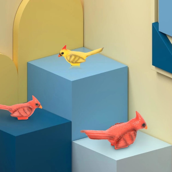 Vaskbar fuglefigur Interaktiv multifunksjonell rød gul fugl kanarifugl modellfigur for utdanning Yellow
