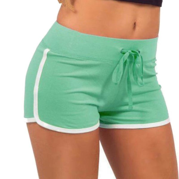 Sportsshorts for kvinner Casual Dame Strand Sommer Løpe Gym Yoga Hot Pants (lysegrønn)