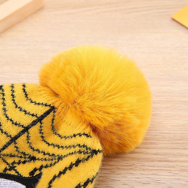 3-12 år Børn Drenge Piger Spiderman Strikket Beanie Hat Pom Winter Warm Ski Cap Yellow