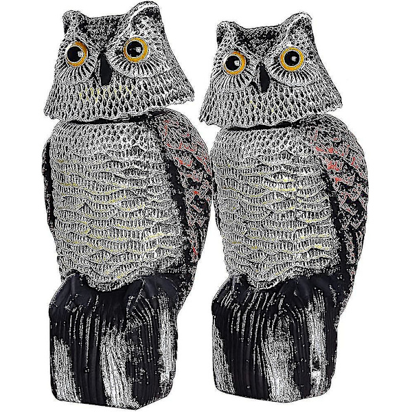 Uggla Med 360 roterande huvud Skrämma Fåglar / Duva / Mås / Kråka Plast Uggla Realistisk Uggla Statyer Uggla Utomhus Trädgård Uggla Uteplats Uggla Dekor Uggla Gräsmatta Owl