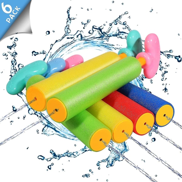 6-pak skum vandblaster sæt pool legetøj vandpistoler til børn vandpistol blaster skydespil swimmingpool udendørs strand lege legetøj