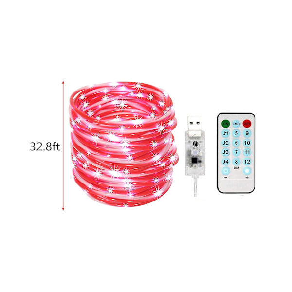Rope Lights Batteridriven, utomhus Candy Cane Rep Lights, vattentät med timer, röd & vit Candy Cane Tube för gör-det-själv bröllop, fest, trädgård, korridor, C
