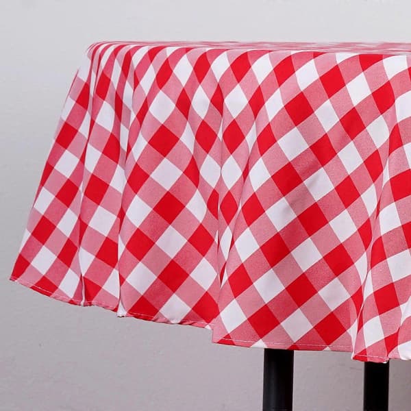 Perfekt piknikinspirert rød/hvit rutete 70\" rund duk i polyester for