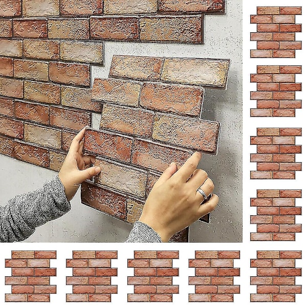 3D-laatta tiiliseinätarra Itseliimautuva kotikeittiön vaahtopaneeliseinäkoriste 10PCS