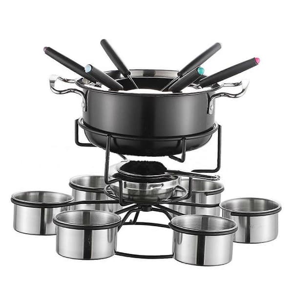 Fonduesæt i rustfrit stål, let, robust, multifunktionelt, stabilt til hjemmet B