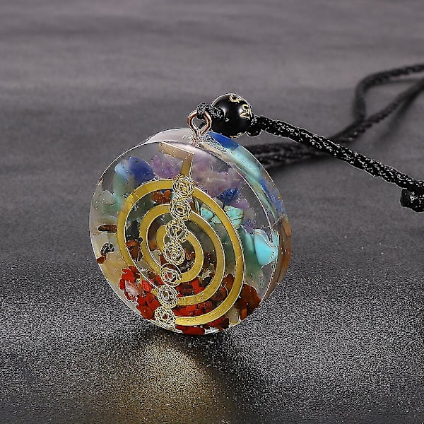Energian generaattori Orgone Amulet 7 Chakra Riipus Kaulakoru Orgonite Meditaatio Balance Emf Protection Neuleketju Korut Tree of life S