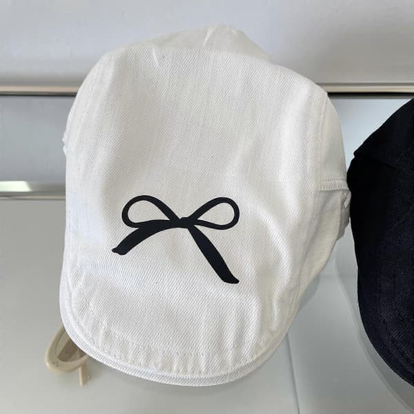 Broderi Sløjfer Baret Hat til Dame Pige Mode 2000'erne Kuplet Hat Mode Chauffør Hat Pige Shelby Hat til Forår Sort Black