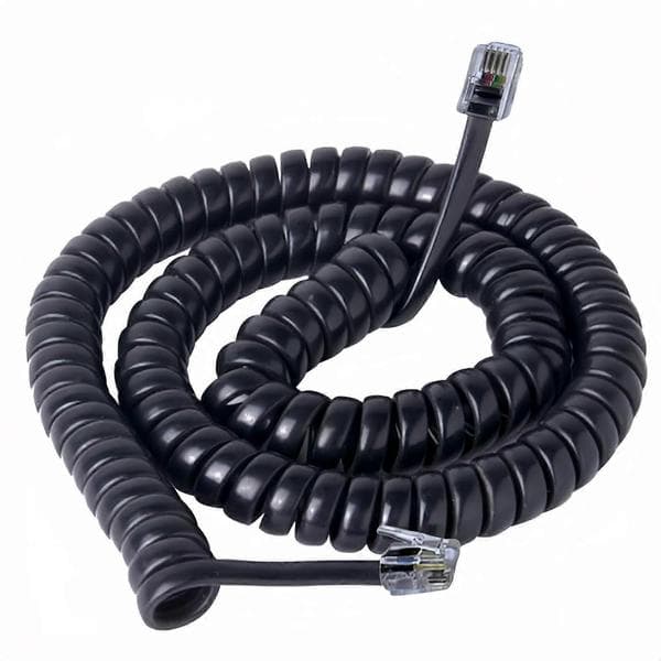 Udskiftningsledning til håndsæt til Polycom VVX Series-telefoner, sammenfiltringsresistent spiral, sort