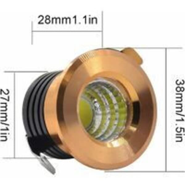 Sæt med 6 Mini Indbyggede LED Loftspots, Sort, Mini LED Spots til Skabsloftslamper, 3W, Varm Hvid Black
