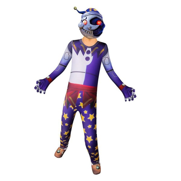 Halloween Kids Anime Fnaf Moondrop Cosplay Jumpsuit Party Bodysuit Performance Costume 7-8 Years