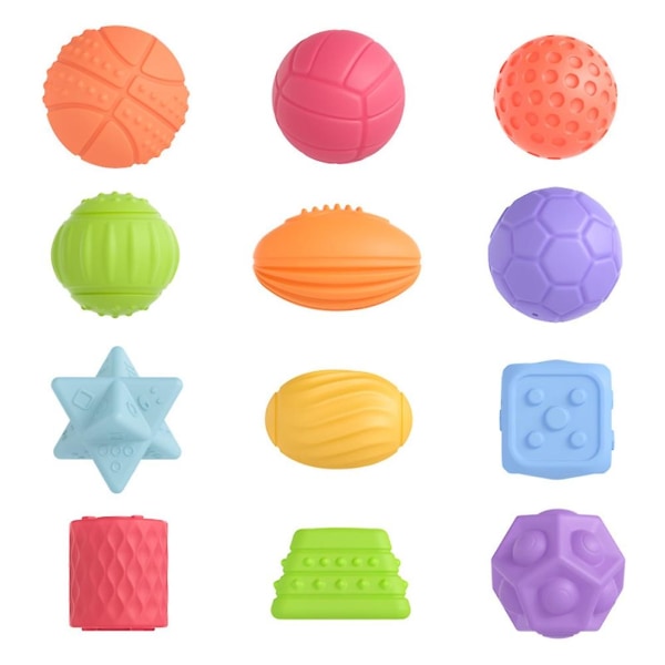 Texturerad pvc-boll för barn, 6 delar, leksak för sensorisk utveckling för baby , träning och massage
