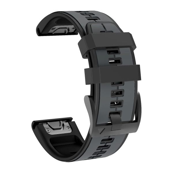 Hihna Garmin Fenix ​​6x:lle, helposti kiinnitettävät pehmeät silikoninauhat Vaihto Fenix ​​7x/fenix 6x Pro/fenix 5x/fenix 5x Plus/descent Mk2:lle Gray Black