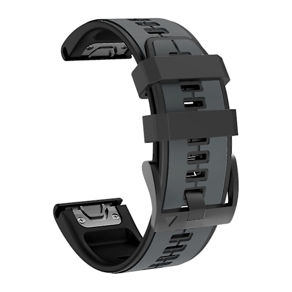 Rem til Garmin Fenix ​​6x, lettilpasning af bløde silikonebånd Udskiftning til Fenix ​​7x/fenix 6x Pro/fenix 5x/fenix 5x Plus/descent Mk2 Gray Black