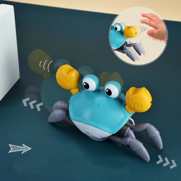 Krabbebabylegetøj, Elektrisk dansende krabbelegetøj til børn med automatisk undgå forhindringer, gåkrabbebabylegetøj med musik og led lys-gave