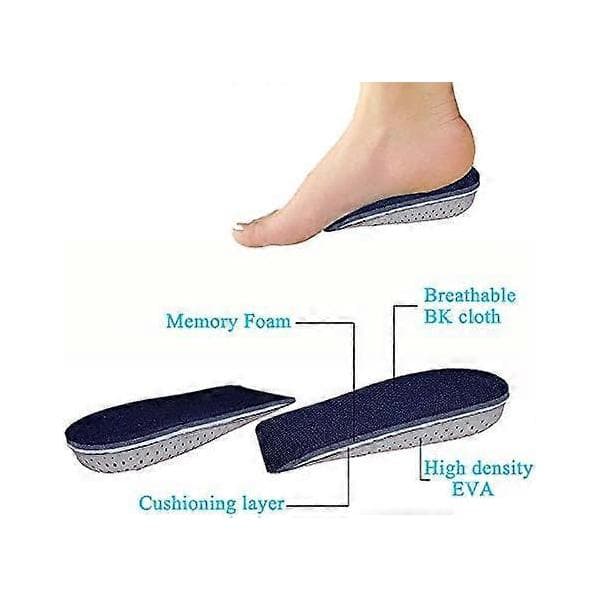 Åndbare usynlige memory foam-skoindlæg til højdeforøgelse til mænd og kvinder, forhøjede skoindlæg 2CM 2CM