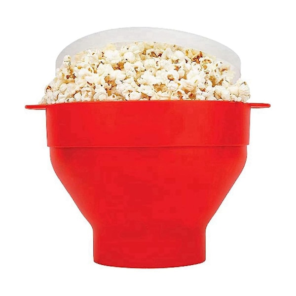 Popcorn Popper med lokk - Sammenleggbar popcornmaskin i silikon - Popcornbeholdere