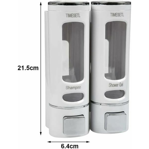 Vægmonterede sæbedispensere 400MLX 2 Dobbelt flydende sæbedispenser Manuel sæbedispenser Desinfektionsmiddel Shampoo Dispenser, Hvid White