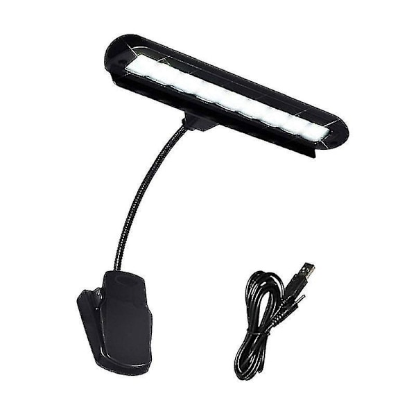Clip On Music Light Stand 9 Led Orkester Lampe Piano Light Fuldt justerbar Music Stand Lampe med strømkabel (uden batterier, sort)