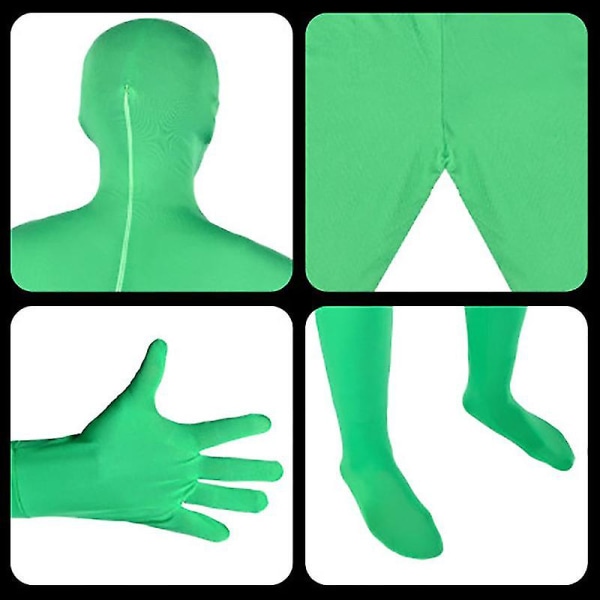 Stretchy Body Green Screen Dress Video Chroma Key-kompatibel Bakgrunn Usynlig effekt Tett dress Bodysuit Cosplay Kostymer 170cm-190cm 170cm