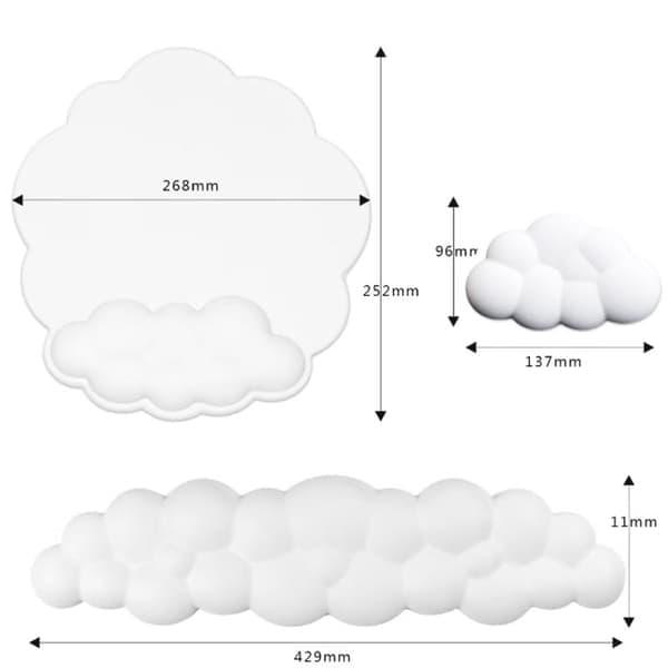 Keyboard Cloud handledsstöd, Cloud musarm handledsstöd sött, Keyboard Memory Foam handledsstöd, Ergonomiskt halkfritt armstöd, Smärtlindring (Vit)