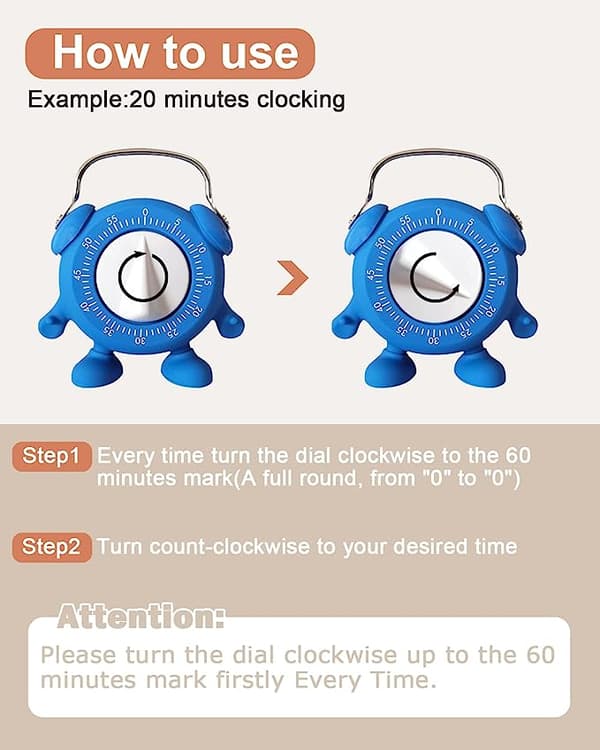 Køkken Koge Mekanisk Timer, 60 Minutter Nedtælling Koge Undervisning Mekanisk Æg Timer Opvikle Sød Timeout Timer til Børn Ingen Batteri