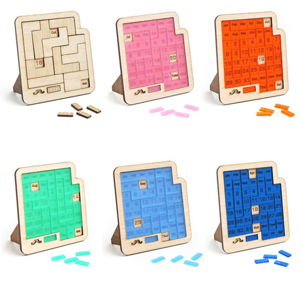 Daglig kalender-puslespil-Træpuslespil for børn Voksne-Et puslespil til at udfordre 365+ Dato, Office Logic Puzzle Calendar Brain Game