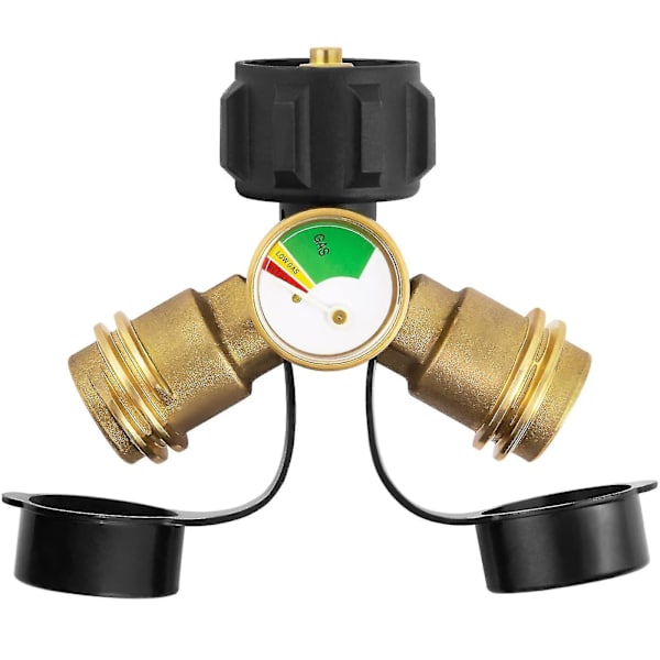 Propangas Y-splitteradapter 2-vejs Lp-gas T-forbindelse med måler