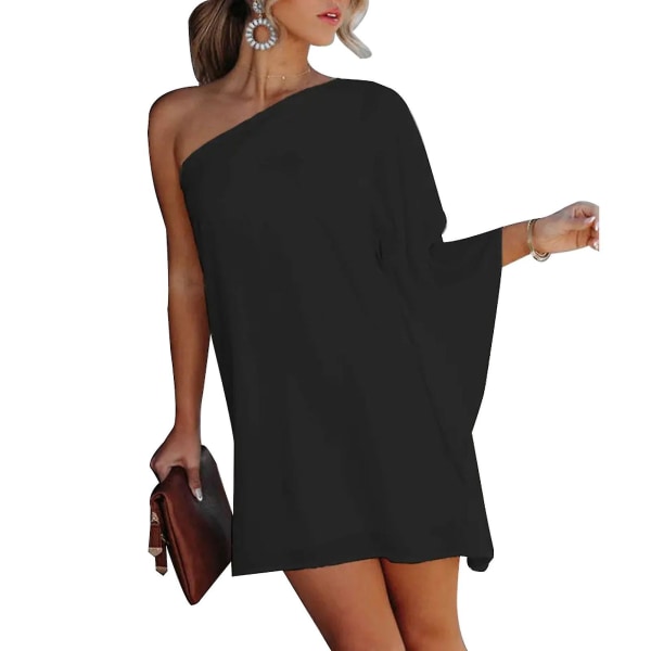 Sommer-minikjole for kvinner Søttrykt Gradient Plus Size-skjørt For temafest Nattklubber Bankett Black L