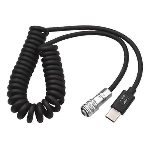 Andoer USB-C strømkabel erstatning for Blackmagic Pocket Cinema Camera BMPCC 4K/6K til USB Type-C spiralkabel