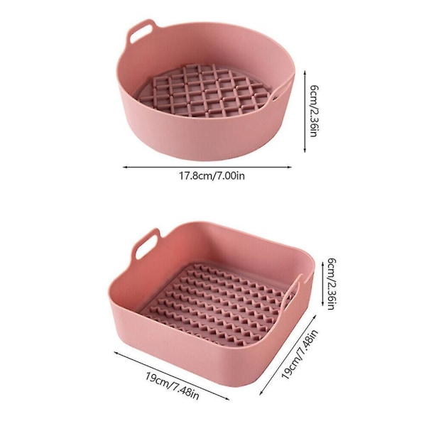 Baking Basket Air Fryer Silikonikattilan vaihtovuoret Airfryerin tarvikkeet Pink Round