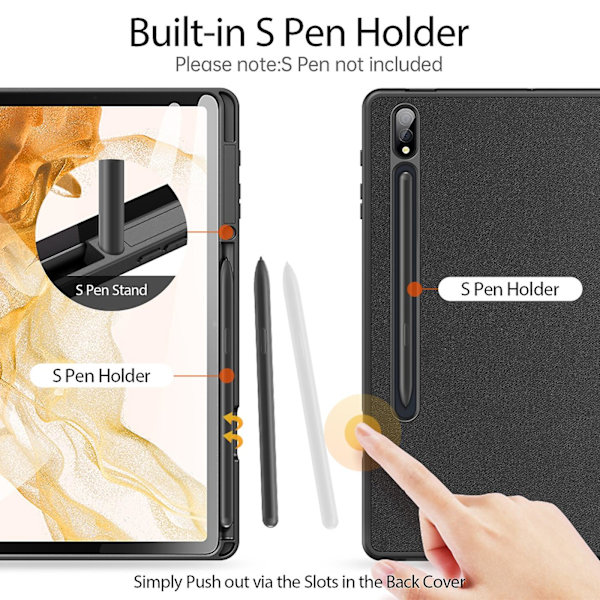 Til Samsung Galaxy Tab S7 Fe / S7+ Domo Series Læder Taske Black